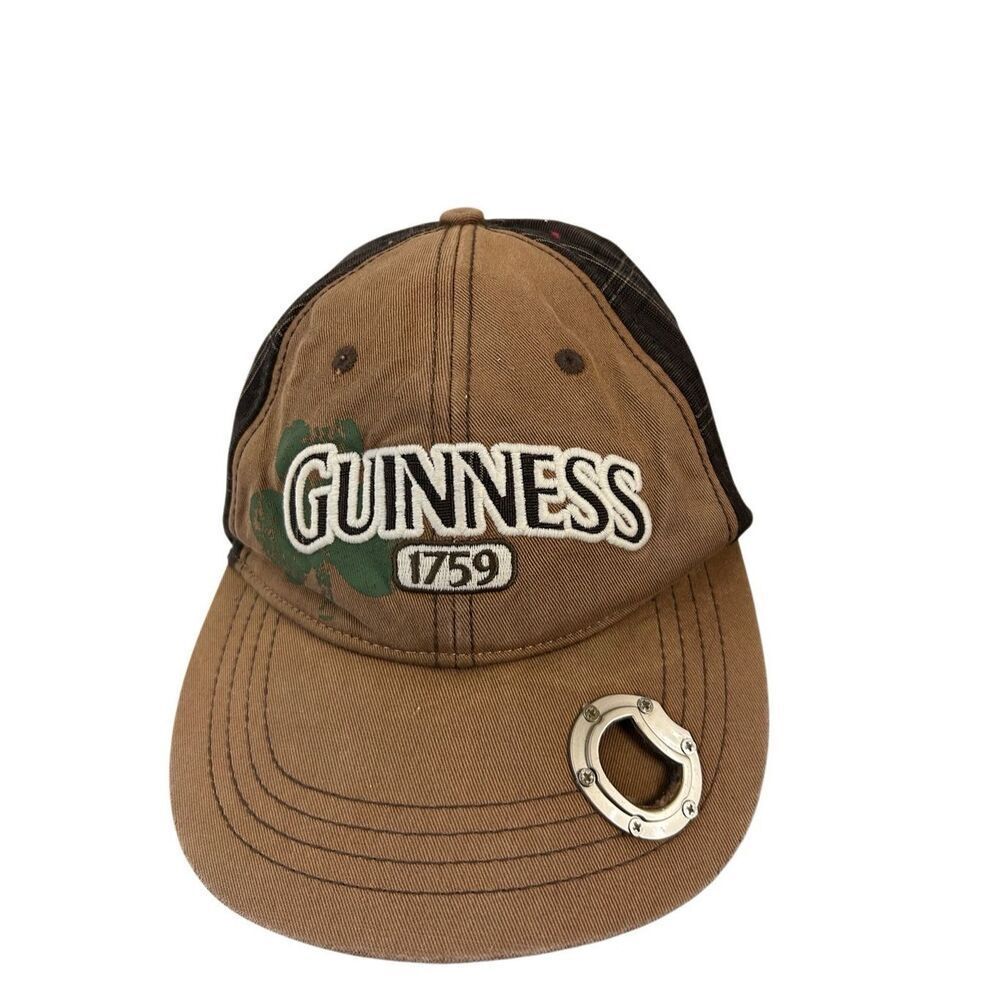 Guinness baseball beach‎ cap hat beer bottle opener plaid rn#115665